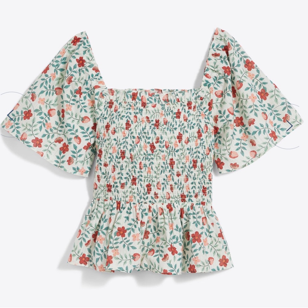 Draper James Deana Smocked Top: Strawberry Field